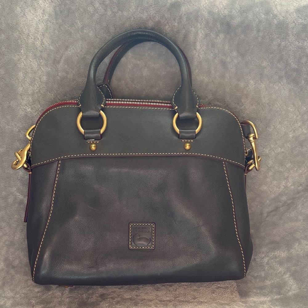 Dooney & Bourke Black Satchel with Gold Accents